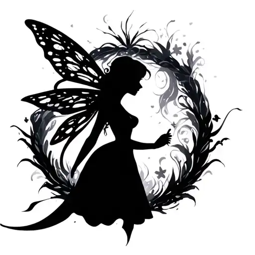 Silhouette Fairy tattoo design idea