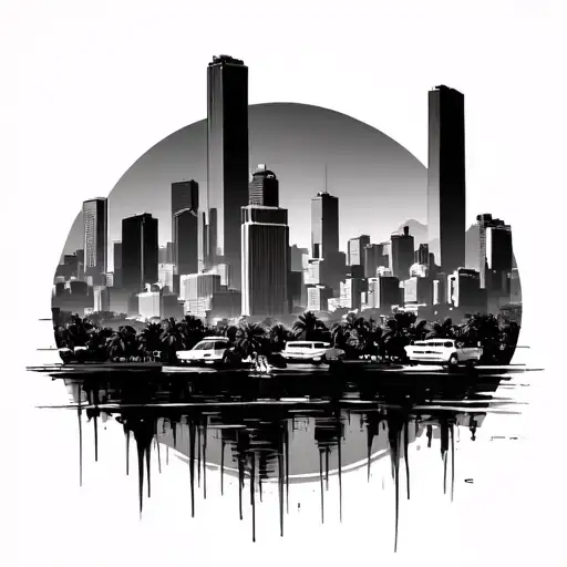 Los Angeles skyline tattoo design idea