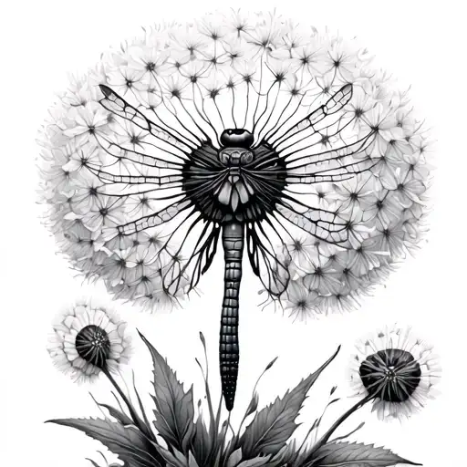 Dandelion Dragonfly tattoo design idea