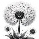Dandelion Dragonfly tattoo design idea