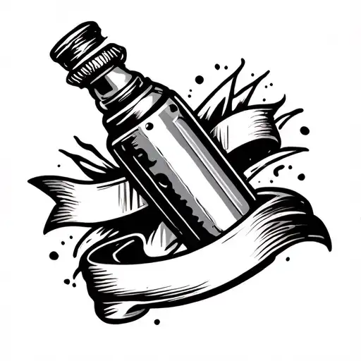 traditional molotov cocktail with banner wrapped tattoo design idea