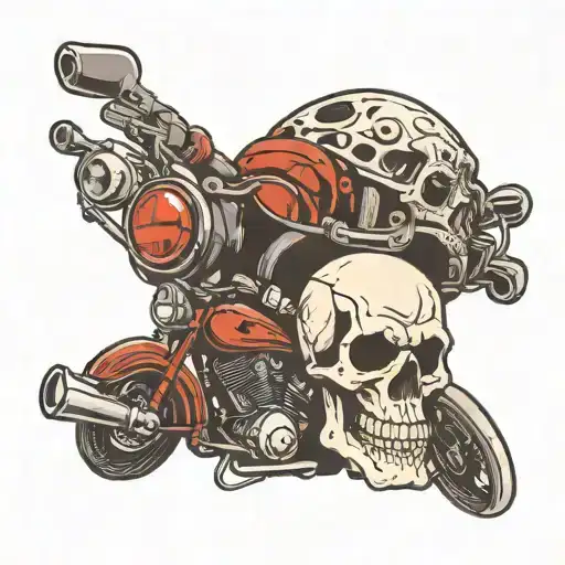 skull and motorbike tattoo design idea