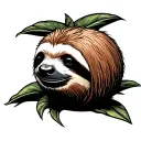 coconut with sloth face tattoo design idea
