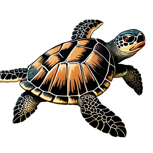 Hawaiian sea turtle incorporate the number “25” the shell tattoo design idea