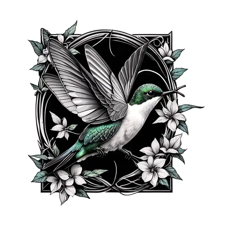hummingbird and butterfly infinity symbol  tattoo design idea