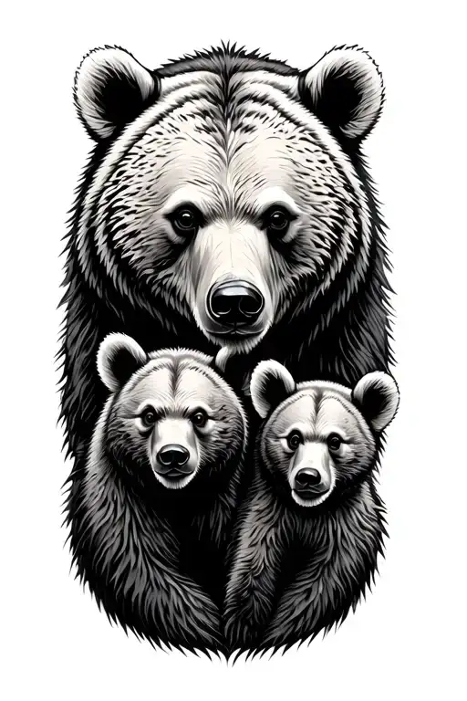 father bear and cub protection symbol tattoo design idea