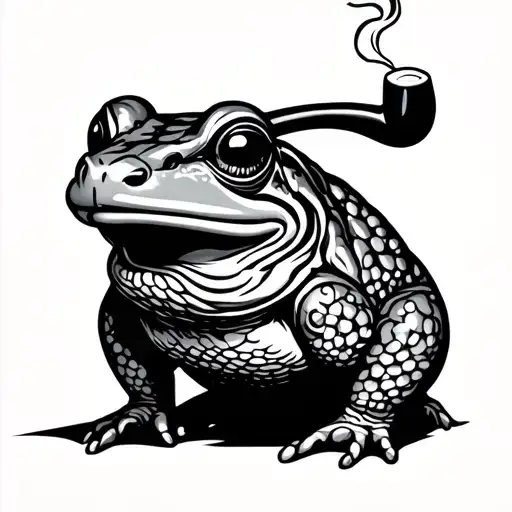 traditional Japanese toad smoking a pipe tattoo tattoo design idea