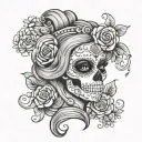 Lady death sugar skull tattoo design idea