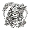 Lady death sugar skull tattoo design idea