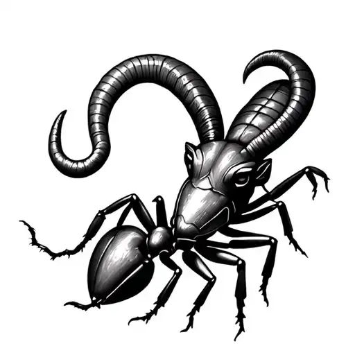 capricorn ant aries zodiac sign tattoo design idea
