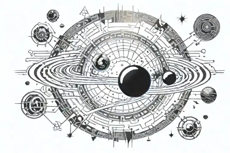 Bipolar disorder, a black hole and space with planets tattoo design idea
