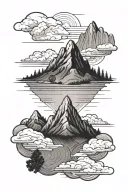 A mountain range tattoo representing overcoming challenges in mental health with the support of loved ones tattoo design idea