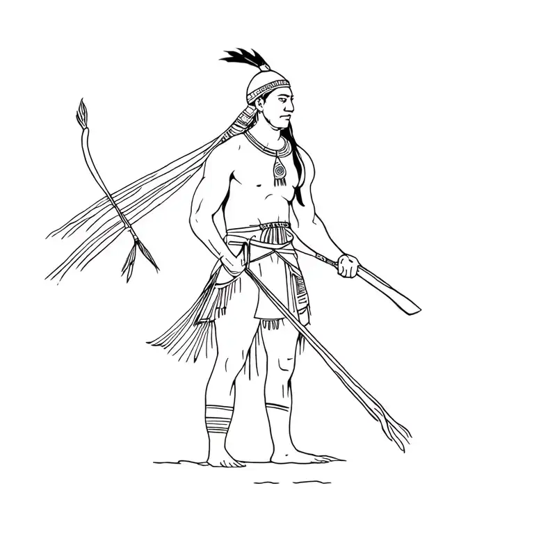 Mapuche warrior with intricate tattoo design idea
