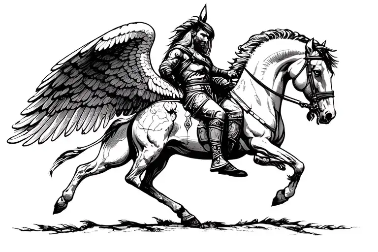 Spartan and horse with wings tattoo design idea