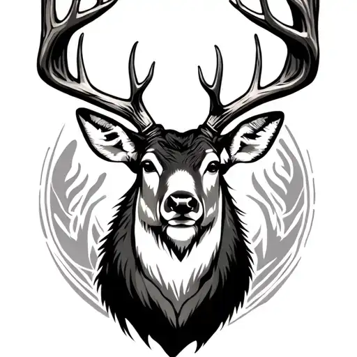 Bow Hunting, White tail Deer antlers tattoo design idea