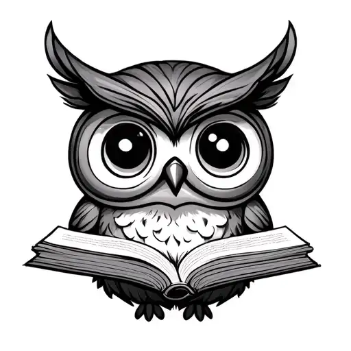Cute Owl reading tattoo design idea