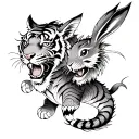 tiger and rabbit and dragon japanese tattoo design idea