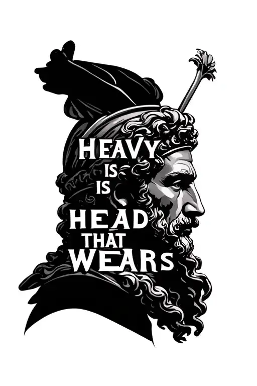 "Heavy is the head that wears" Marcus Aurelius  tattoo design idea