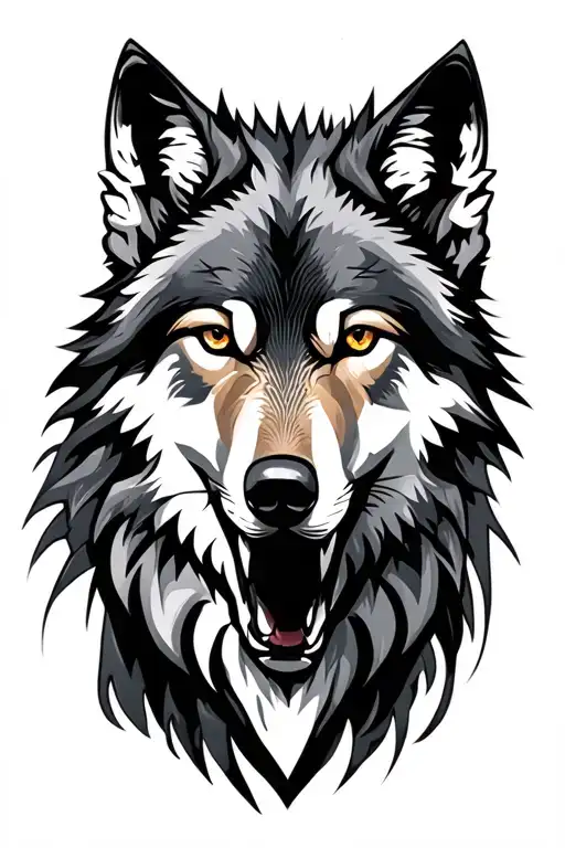 wolf head geomo tattoo design idea
