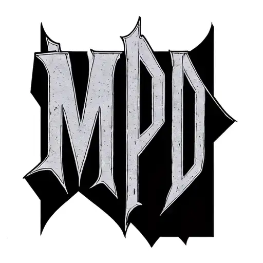 "MPD" letters written with normal lyrics tattoo design idea