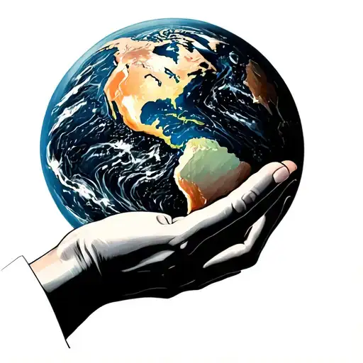 hand holding earth  tattoo design idea