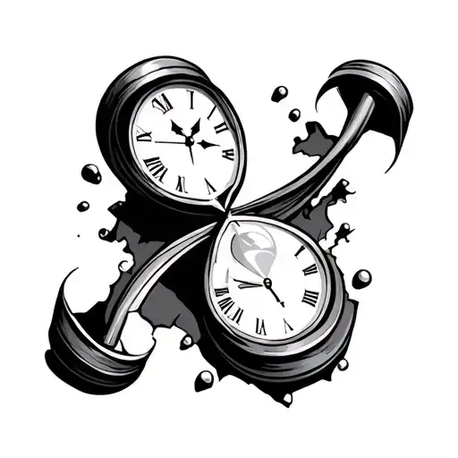 Hourglass or broken clock: Represents the finite and unstoppable passage of time, visualizing its limits and the need to tattoo design idea