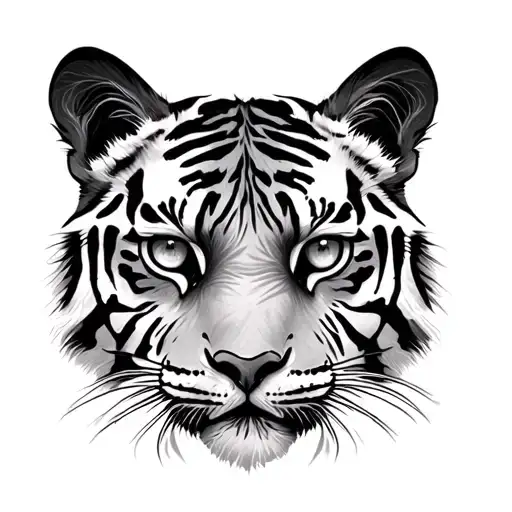 tiger eyes with finger print tattoo design idea