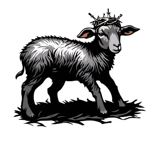 very simple lamb with crown of thorns fine line tattoo tattoo design idea