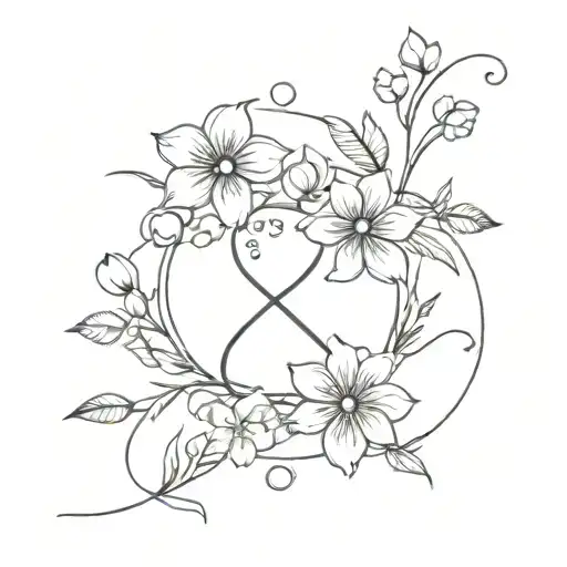 Ichthus and flowers tattoo design idea