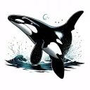 orca diving tattoo design idea