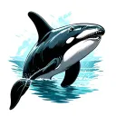 orca diving tattoo design idea