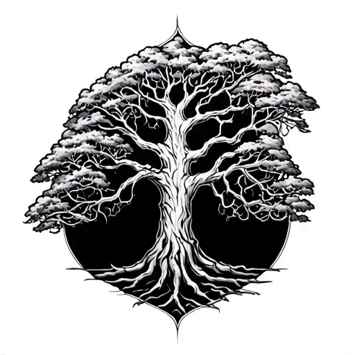 A tattoo in the form of a tree, preferably in a Viking style. The trunk runs along the entire length of the spine, start tattoo design idea