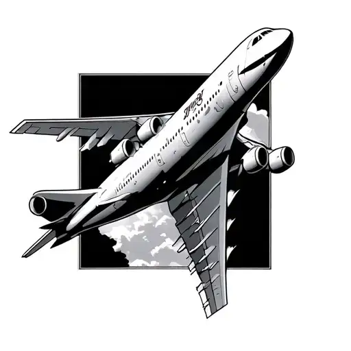 747 plane flying in the sky tattoo design idea