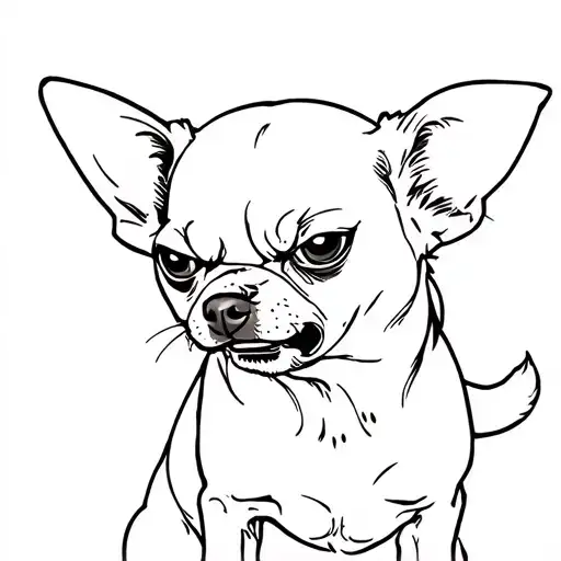 angry chihuahu dog with a joint tattoo design idea