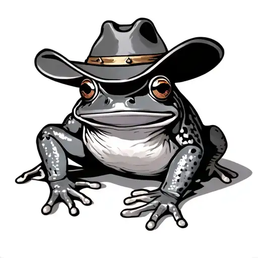 matching cartoon frog with cowboy hat tattoo design idea