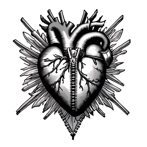 "Oliver" zipper heart surgery tattoo design combining elements tattoo design idea