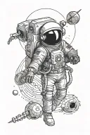 Spaceman trying tattoo design idea
