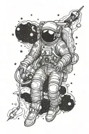 Spaceman trying tattoo design idea