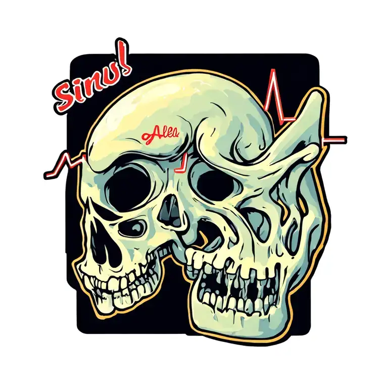 Heartbeat Sinus curve with integrated name Ben, Phil, Alea tattoo design idea