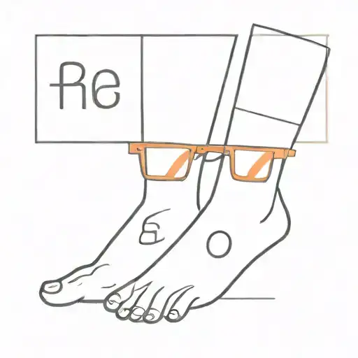 orange with glasses & legs with the word numbers in block letters behind it tattoo design idea