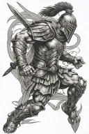 gladiator warrior battling tattoo design idea