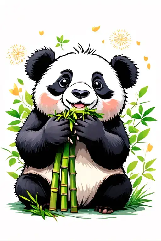 "Background landscape" Panda eating bamboo tattoo design idea