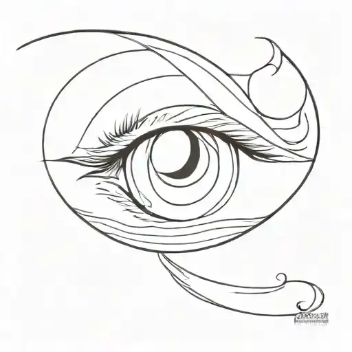 cat eyes with crescent moon in the middle tattoo design idea