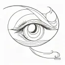 cat eyes with crescent moon in the middle tattoo design idea