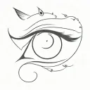 cat eyes with crescent moon in the middle tattoo design idea