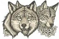 wolfs face which half tattoo design idea