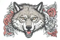 wolfs face which half tattoo design idea