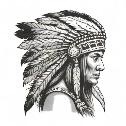 girl indian chief stands and nearby tattoo design idea