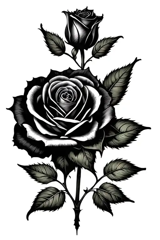 A gothic black rose that's petals are beginning to wilt like dementia in the brain tattoo design idea