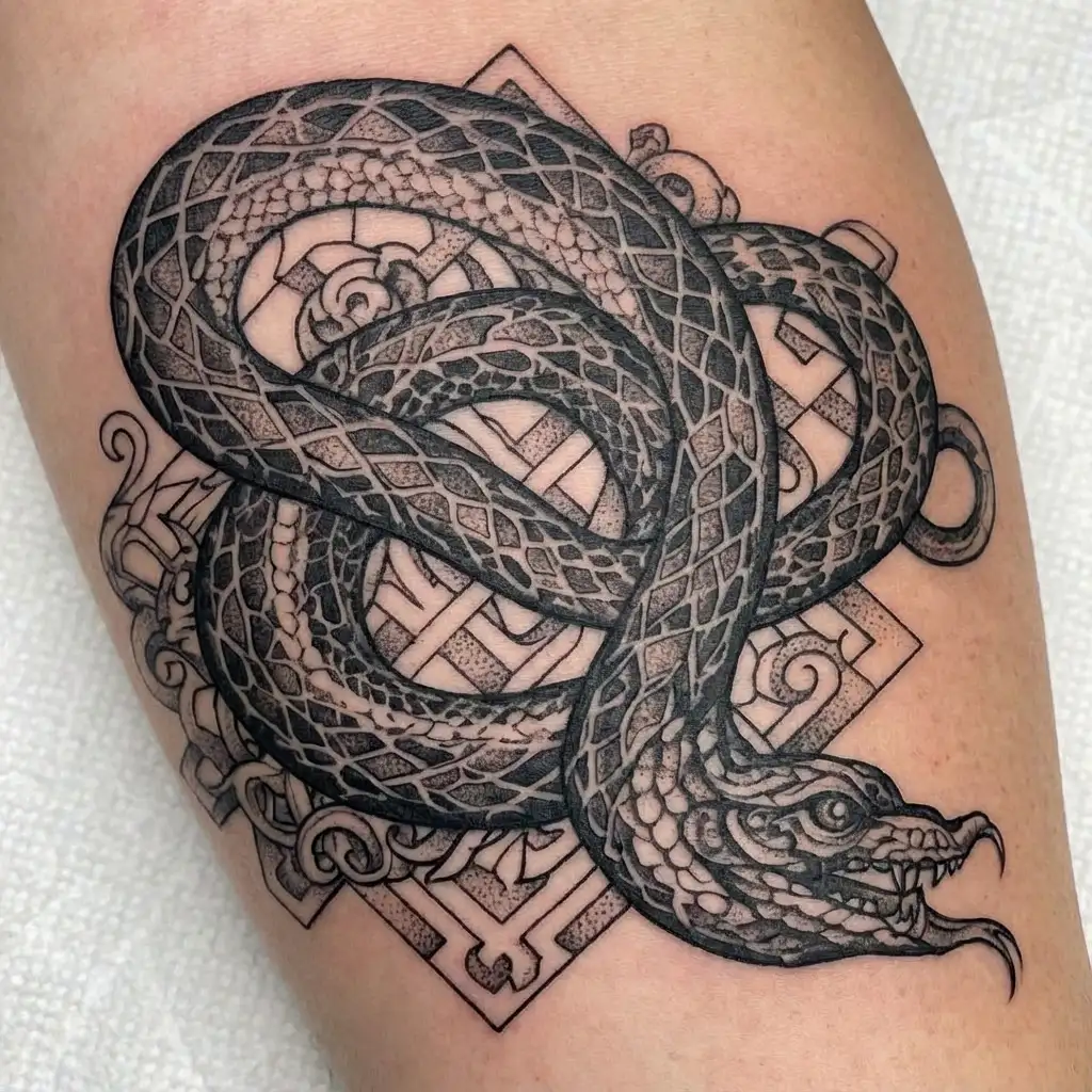 chinese zodiac snake slithering tattoo design idea